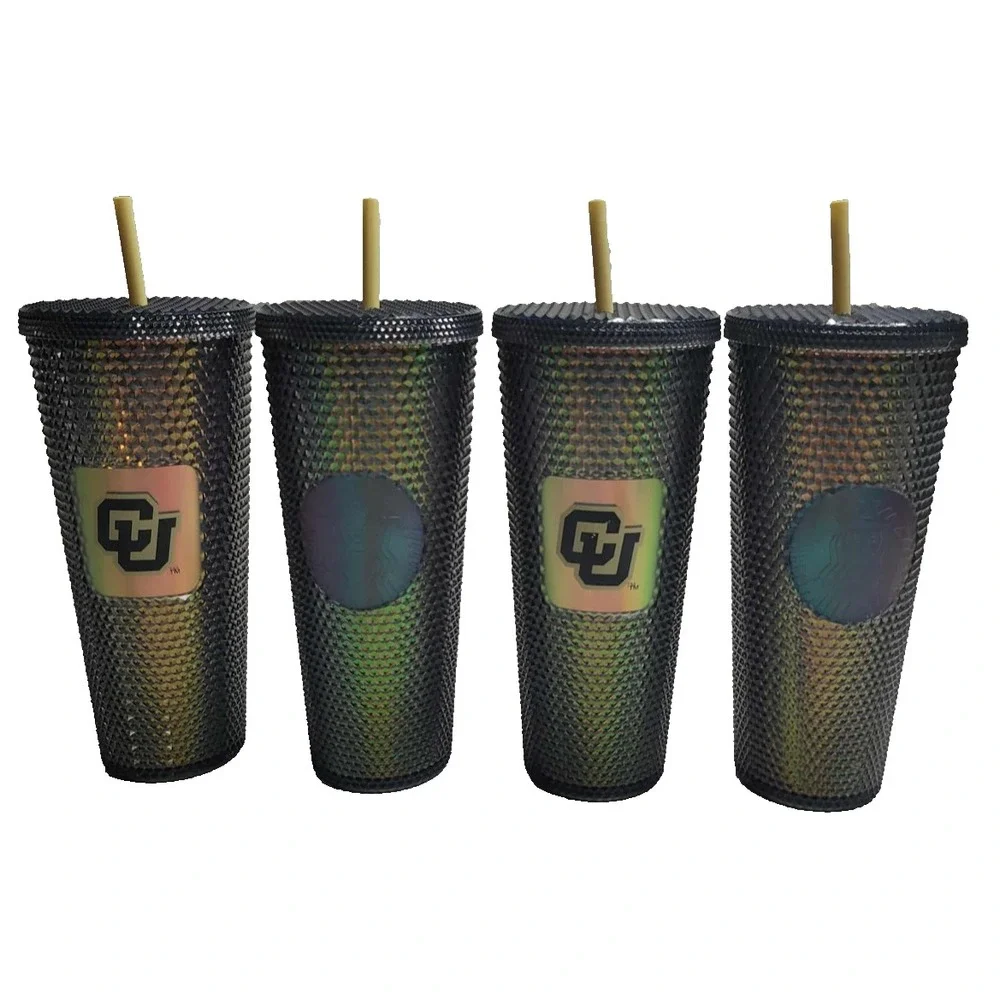 Starbucks CU Colorado University Buffalos Studded 24 Oz Tumbler NEW‎ Set of 4